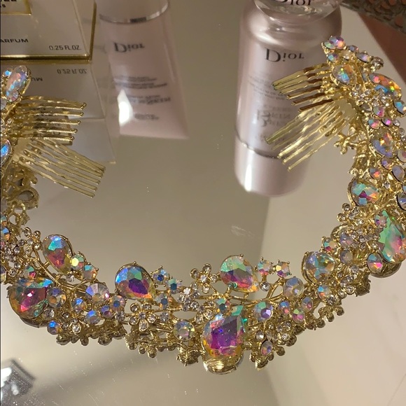 Gold multicolor headpiece, adjustable - Picture 3 of 7